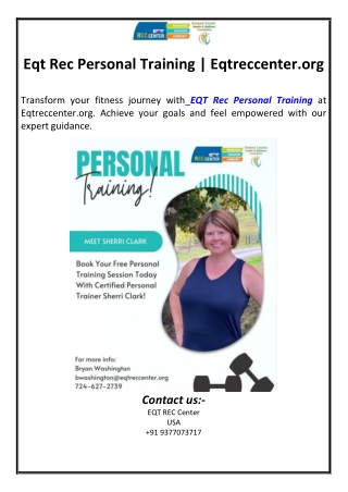 Eqt Rec Personal Training | Eqtreccenter.org