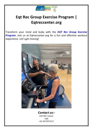 Eqt Rec Group Exercise Program | Eqtreccenter.org