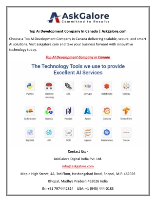 Top Ai Development Company In Canada Askgalore.com