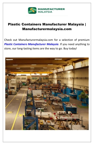 Plastic Containers Manufacturer Malaysia | Manufacturermalaysia.com