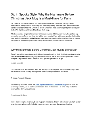 Sip in Spooky Style_ Why the Nightmare Before Christmas Jack Mug Is a Must-Have for Fans