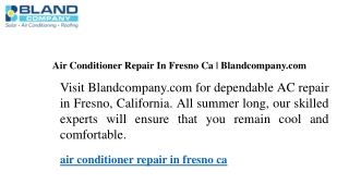 Air Conditioner Repair In Fresno Ca  Blandcompany.com