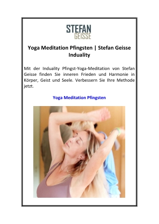 Yoga Meditation Pfingsten Stefan Geisse Induality
