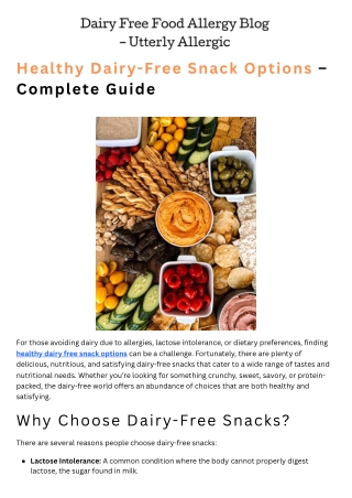 Healthy Dairy-Free Snack Options – Complete Guide