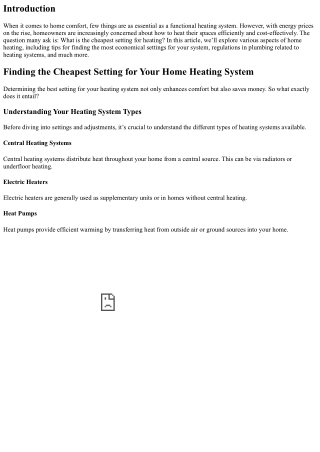 **Finding the Cheapest Setting for Your Home Heating System**
