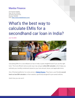 What’s the best way to calculate EMIs for a secondhand car loan in India_