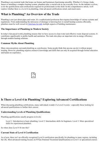 **Is There a Level 4 in Plumbing? Exploring Advanced Certifications**