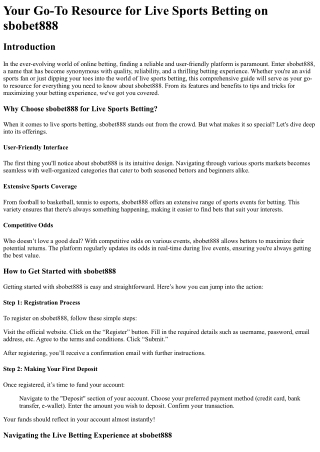 Your Go-To Resource for Live Sports Betting on sbobet888