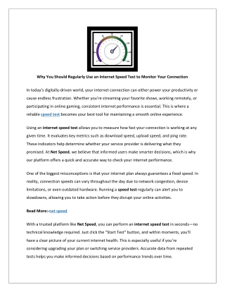 Why You Should Regularly Use an Internet Speed Test to Monitor Your Connection