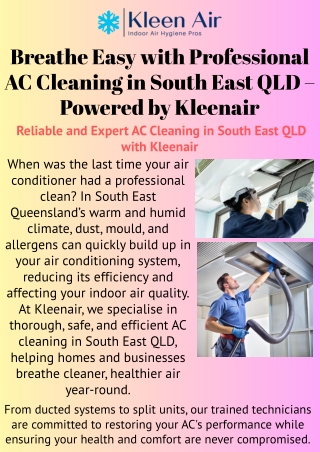 Professional AC Cleaning in South East QLD  Kleen Air Experts