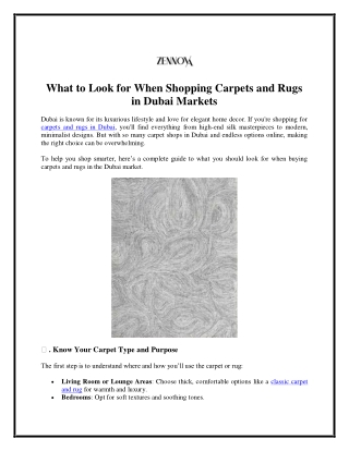 What to Look for When Shopping Carpets and Rugs in Dubai Markets