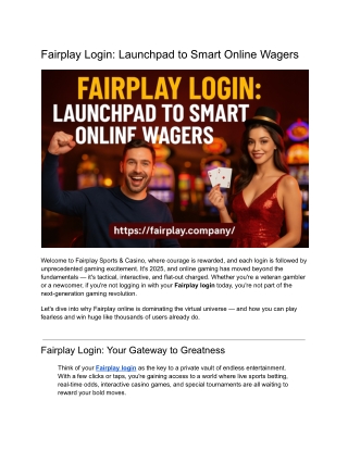 Fairplay Login_ Launchpad to Smart Online Wagers