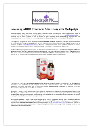 Accessing ADHD Treatment Made Easy with Medspotpk