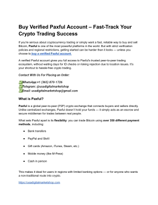 Buy Verified Paxful Account – Fast-Track Your Crypto Trading Success