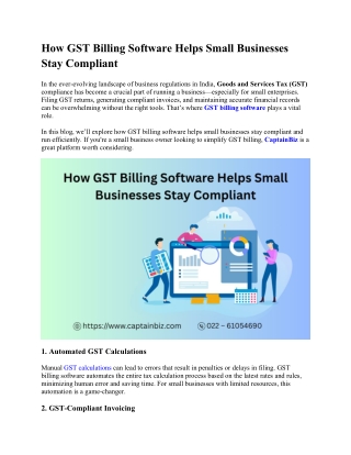 How GST Billing Software Helps Small Businesses Stay Compliant
