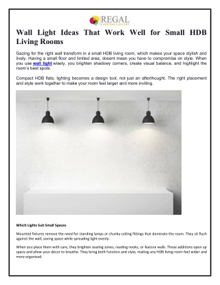 Wall Light Ideas That Work Well for Small HDB Living Rooms