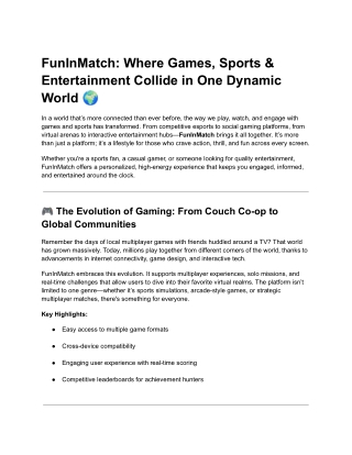 FunInMatch: Your Ultimate Destination for Games, Sports & Entertainment Without