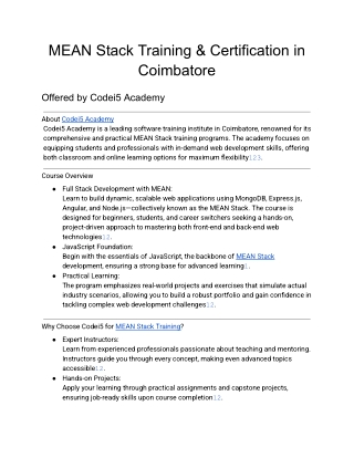 MEAN Stack Training & Certification in Coimbatore