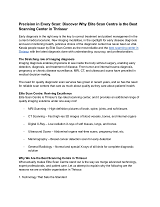 Precision in Every Scan_ Discover Why Elite Scan Centre is the Best Scanning Center in Thrissur