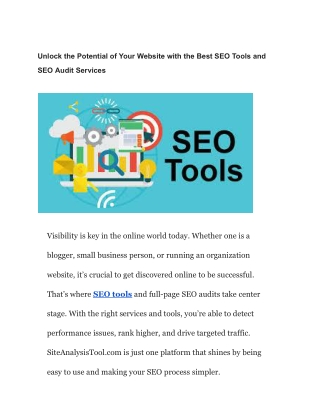 Unlock the Potential of Your Website with the Best SEO Tools and SEO Audit Services