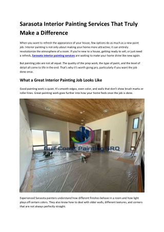 Sarasota Interior Painting Services That Truly Make a Difference