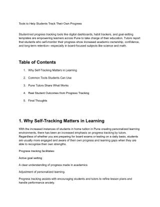 Tools to Help Students Track Their Own Progress