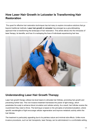 How Laser Hair Growth in Leicester Is Transforming Hair Restoration