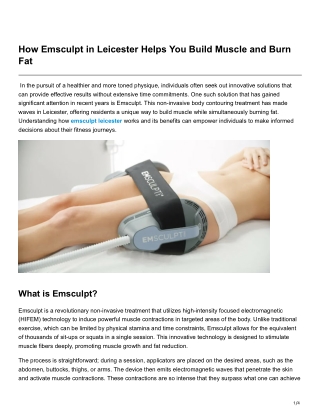 How Emsculpt in Leicester Helps You Build Muscle and Burn Fat