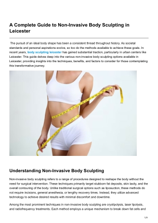 A Complete Guide to Non-Invasive Body Sculpting in Leicester