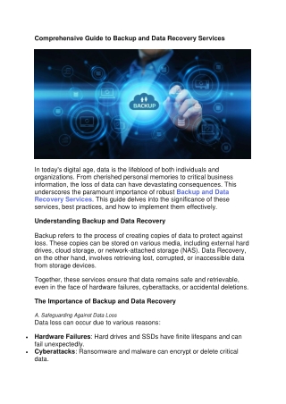 Complete Guide to Backup and Data Recovery Services