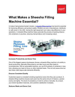 What Makes a Sheesha Filling Machine Essential