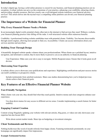 How a Robust Website Can Elevate Your Financial Planning Practice