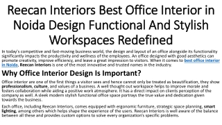 Best Office Interior in Noida Design Company – Reecan Interiors