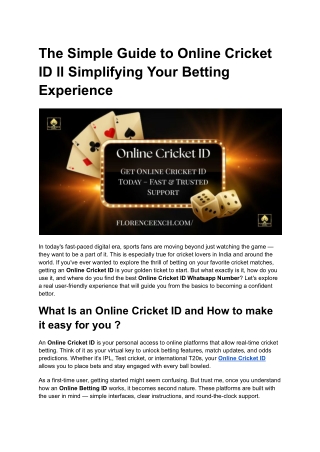 The Simple Guide to Online Cricket ID ll Simplifying Your Betting Experience