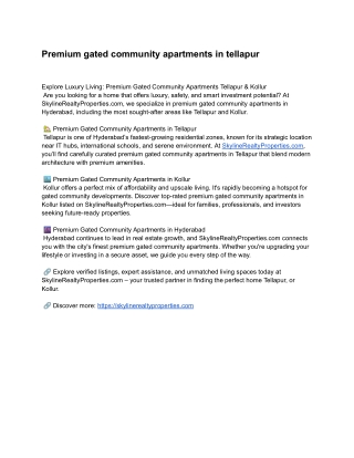 Premium gated community apartments in tellapur