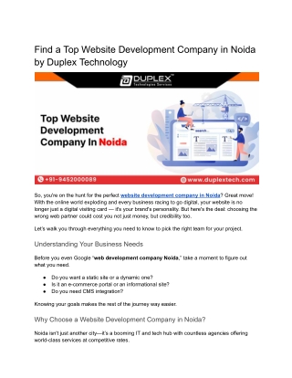 How to Choose the Right Website Development Company in Noida – A Complete Guide
