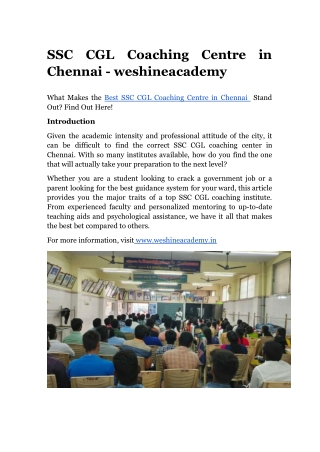 best ssc coaching centre in tamilnadu - weshineacademy