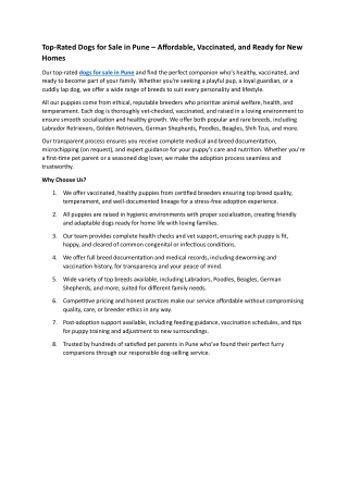 Dogs for sale in pune