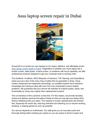 Asus laptop screen repair in Dubai