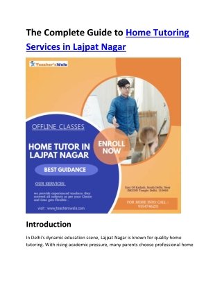Home Tutoring Services in Lajpat Nagar