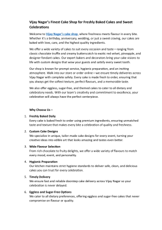 Vijay Nagar's cake shop