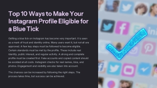 Top 10 Proven Ways to Make Your Instagram Profile Eligible for the Blue Tick