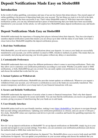 Deposit Notifications Made Easy on Sbobet888