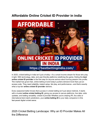 Affordable Online Cricket ID Provider in india