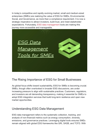 Empowering SMEs Through ESG Data Management Tools