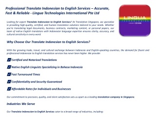 Translate Indonesian to English Services in Singapore