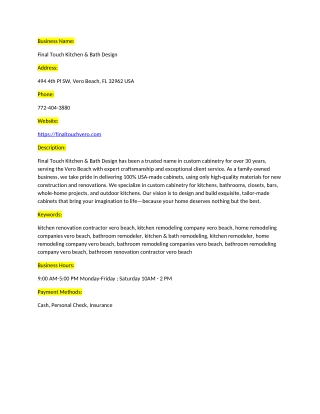 Final Touch Kitchen & Bath Design