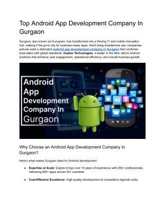 Top Android App Development Company In Gurgaon