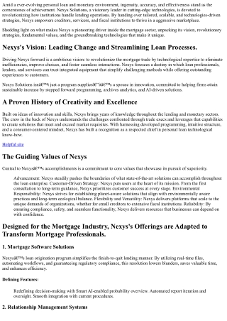 Nexys, LLC:    Redefining the Mortgage Industry with    Intelligent Mortgage Tec