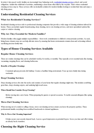 Residential Cleaning Services: Keeping Up with the Modern Family